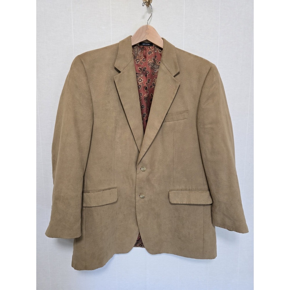 Lauren Ralph Lauren Mens Faux Suede Blazer Jacket Size 42R Beige Tan